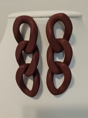 Chico's Matte Chestnut Linked Drop Earrings